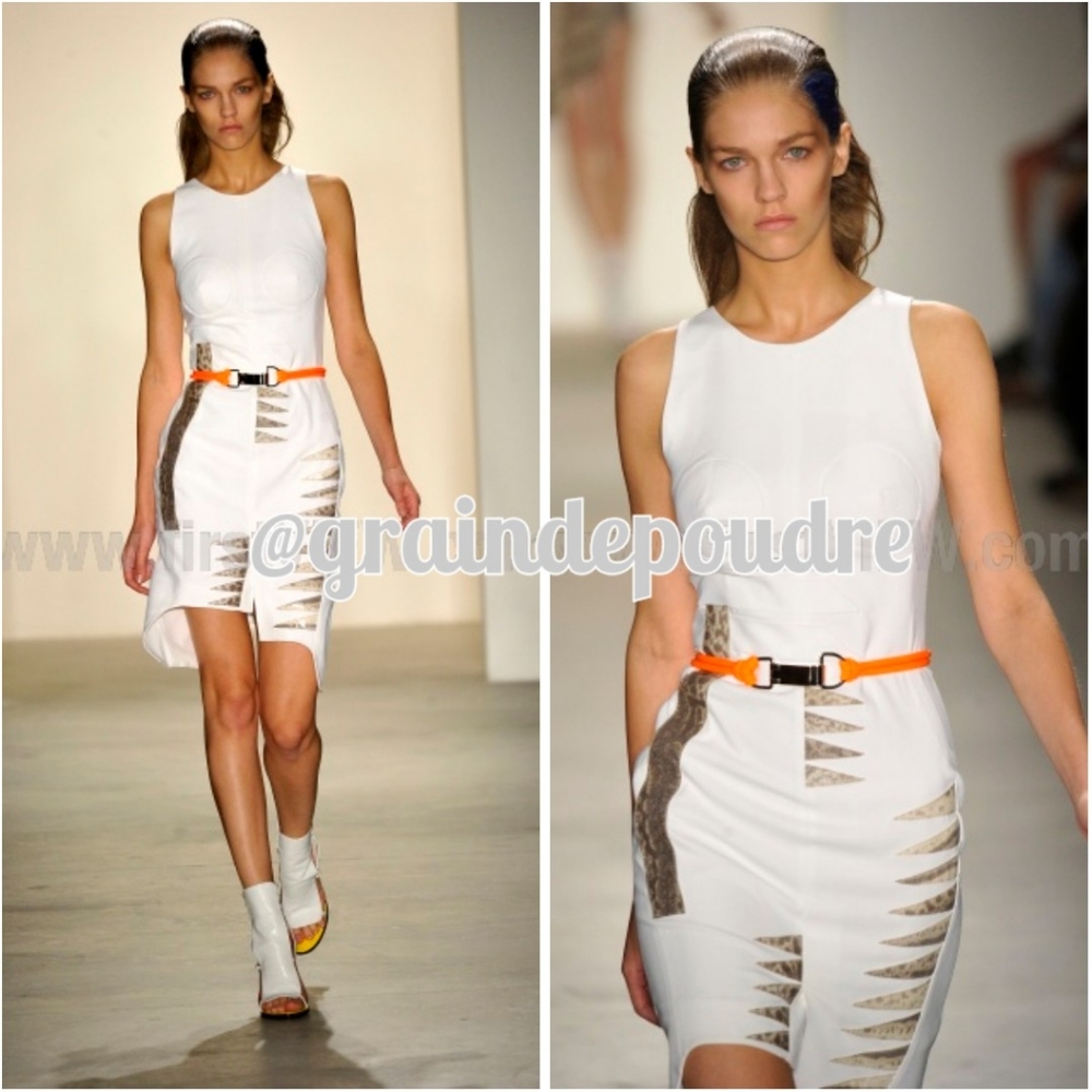 Rare! Altuzarra S/S 2011 Runway White Snakeskin Lizard Hieroglyphic Sheath Dress